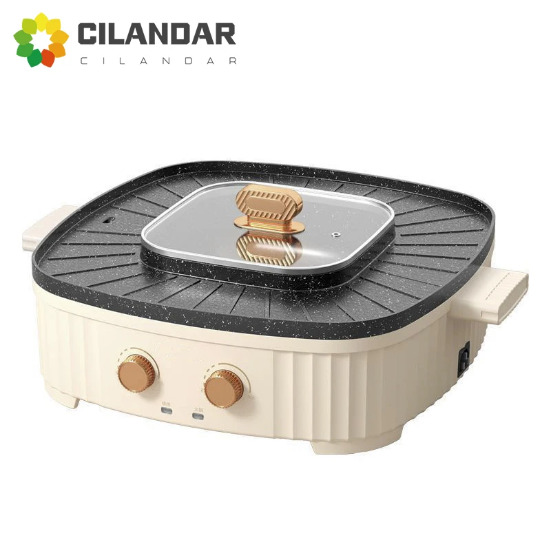 Nieuwe Stijl Van Geïntegreerde Hete Pot En Grill Thuis Elektrische Bakplaat Barbecue Pan Barbecue Pan Multifunctionele Elektrische Grill