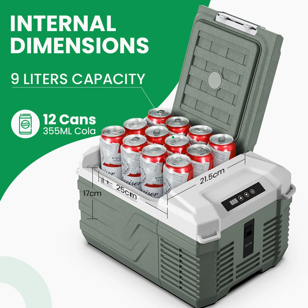 Alpicool NL9 9L Portable Refrigerator 12V/24V Small Car Fridge 100V~240V AC Electric Cooler Plug in Mini Freezer for Camping