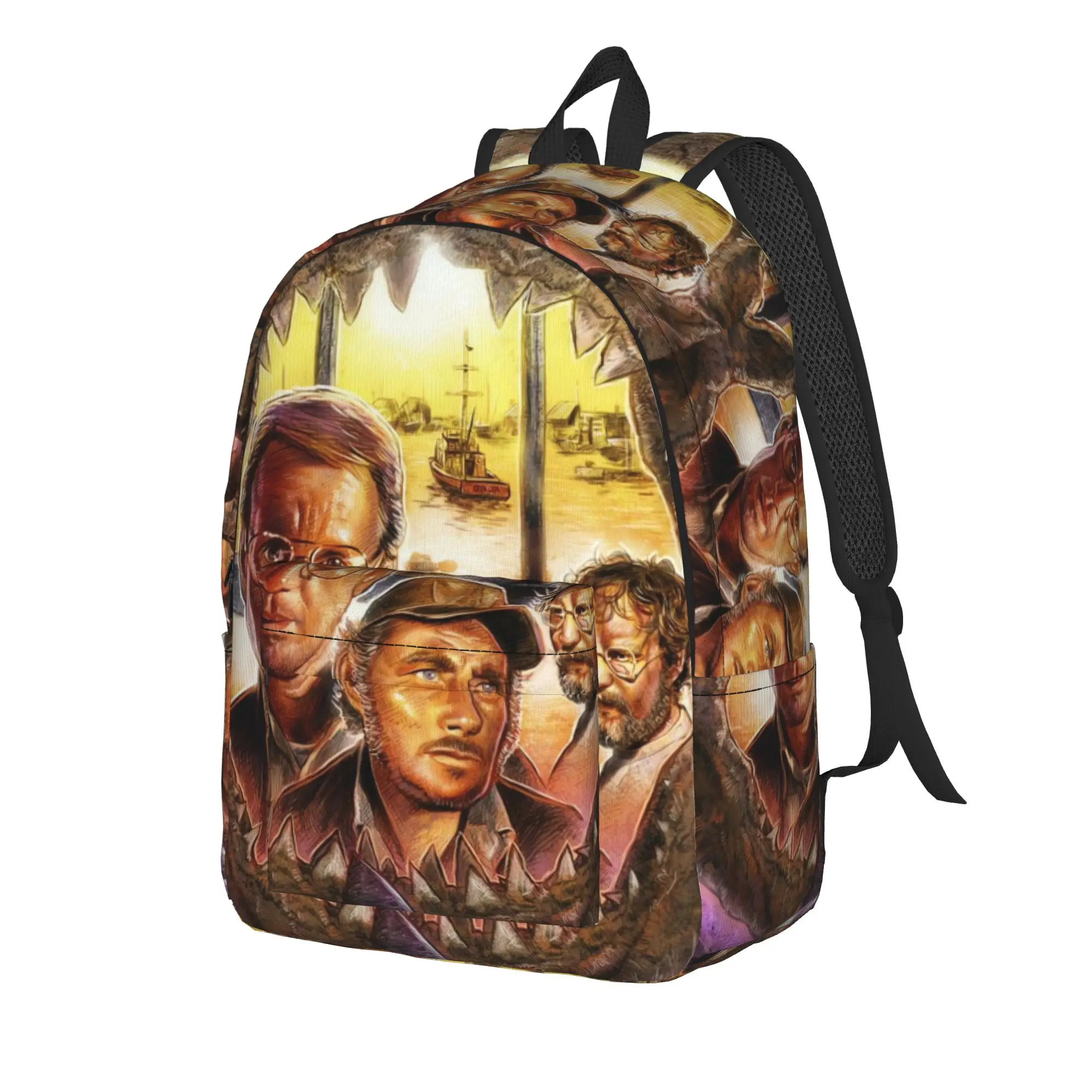 Jaw-Shark Classic Film Amity Island Backpack  Camping Backpacks Women Designer Big High School Bags Aesthetic Rucksack