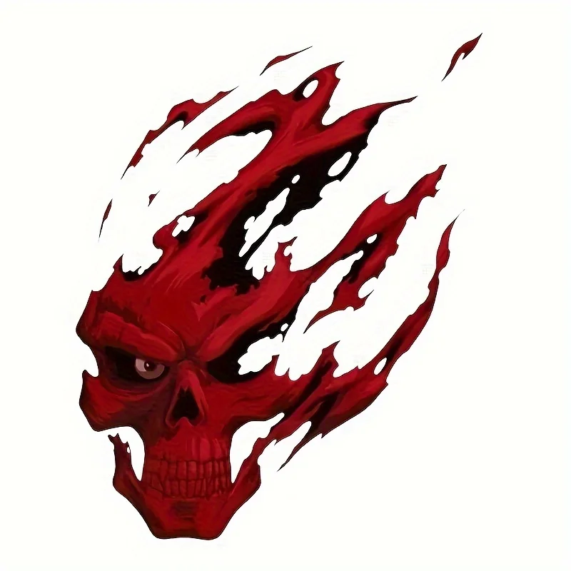 قطعة واحدة من ملصق جمجمة ناري لافتة للنار، مناسب لزراعة خارجيات السيارة وزجاجات المياه وصفحات المجلات وظهر الهاتف #1