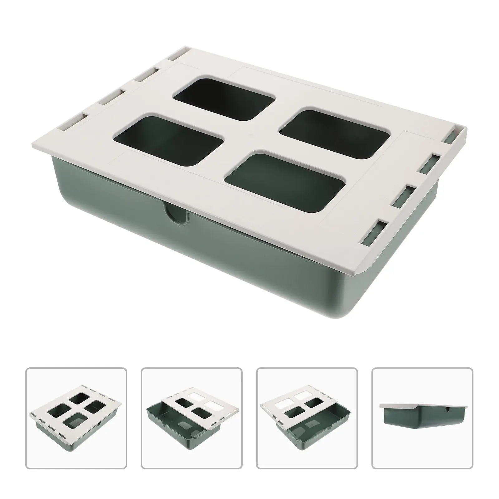 1Pcs Premium Under Desk Drawer Box Hidden Storage Organizer for Pens Cables Papers Sundries Adhesive Mount No Punch Required