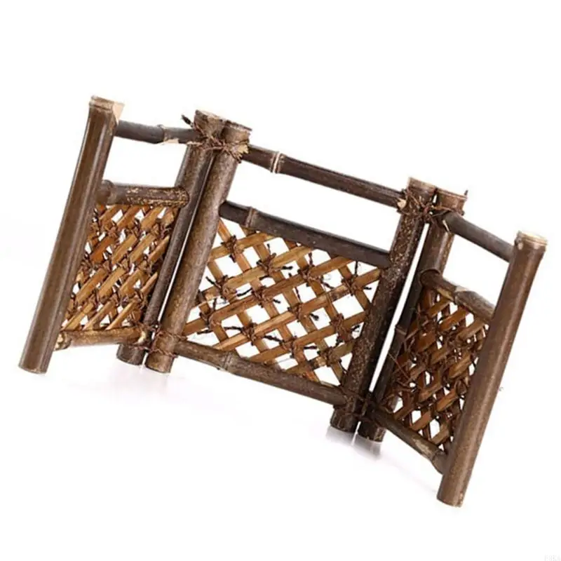   Bamboos Fairys Garden Fence Wooden Decorative Picket Fence Dollhouses Accessories