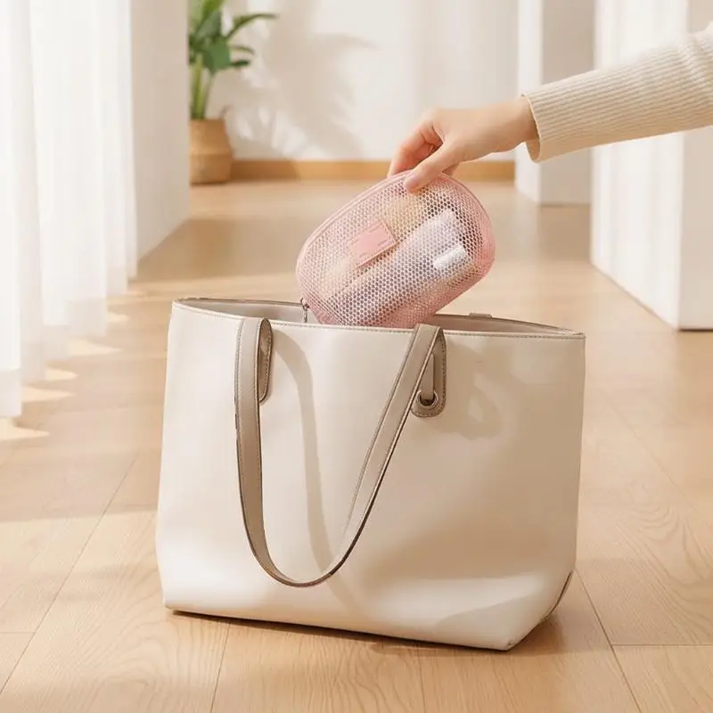 Breathable Mesh Makeup Bag Zipper Closure Pouch Tear-resistant Travel Toiletry Organizer for Women Gym Shower Storage