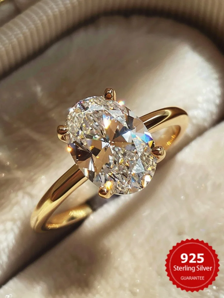 925 Sterling Silver Zirconia 1-3CT Gorgeous Shiny Oval Stone Ring For Women Engagement Wedding Luxury High Quality Fine Jewelry