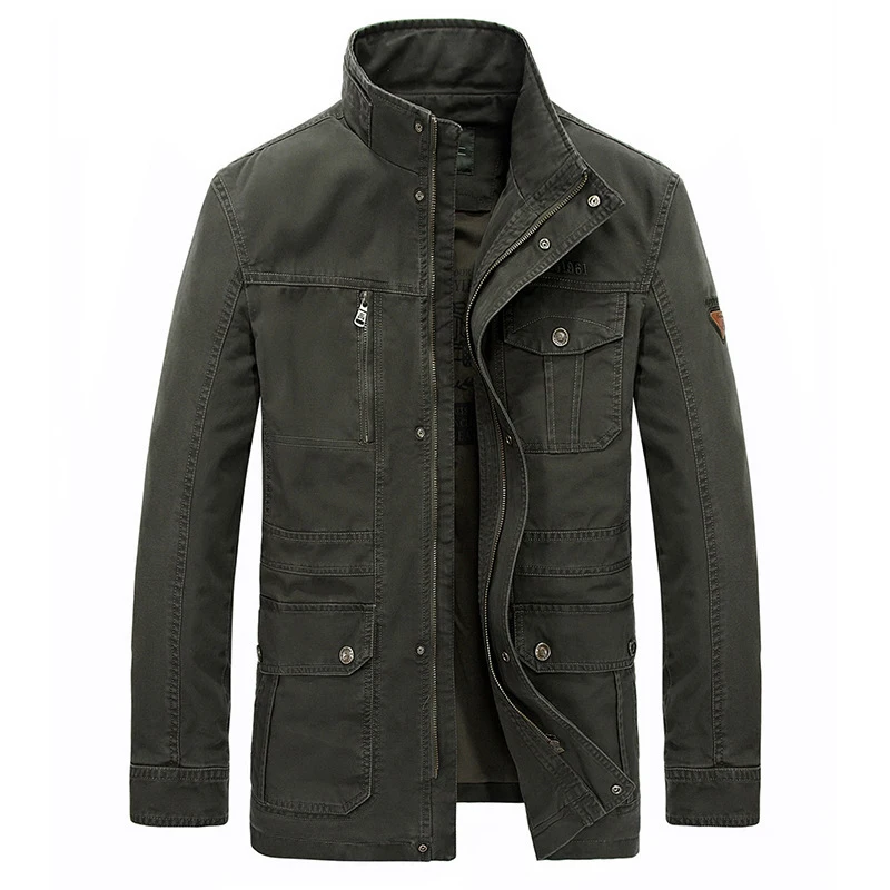 Chaqueta militar de algodón de talla grande para hombre, ropa de negocios, abrigo de ejército medio-largo, chaqueta Masculina con múltiples bolsillos, L-8XL