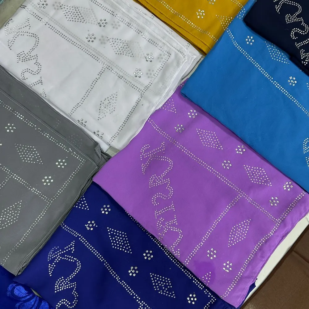 2026 Kleiner 70x180cm Chiffon Neuer Afrikanischer Netz-Hijab-Schal für Muslimische Frauen Afrikanischer Dubai Islam Kopftuch Bestickte Schals – Detail 7