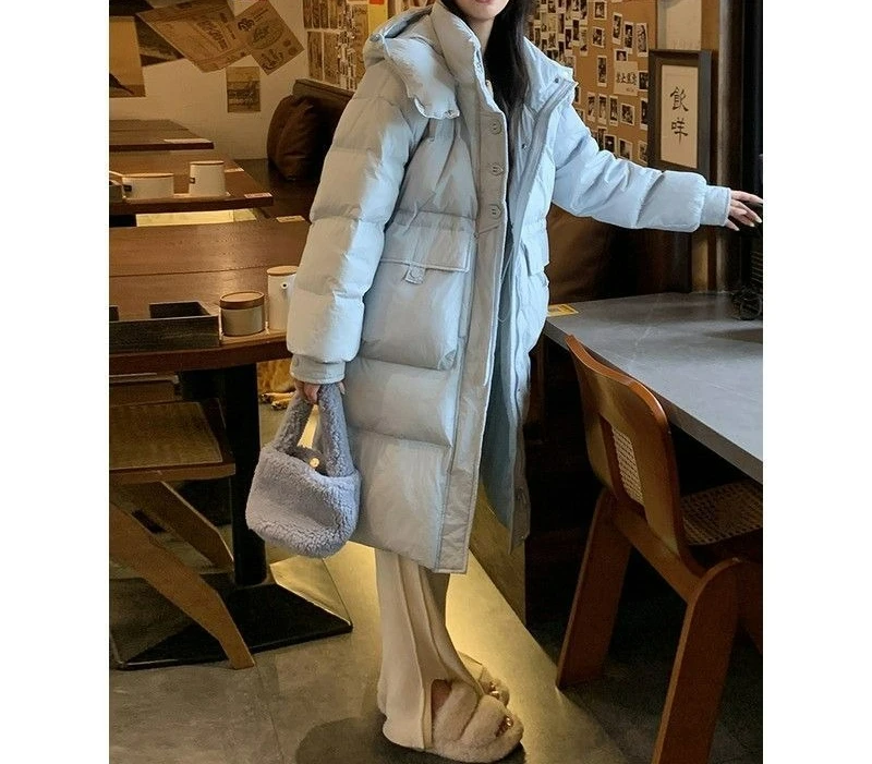 Doudoune d'hiver taille moyenne et longue pour femme, manteau épais à capuche en duvet de canard blanc, nouvelle collection 2025