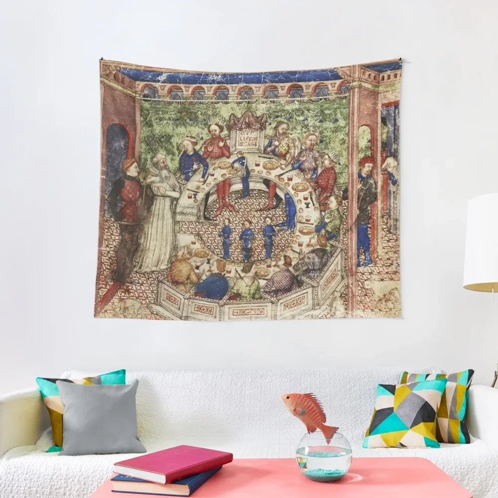 Merlin Introduces Galahad to King Arthur and the Knights of Round Table Tapestry Wall Decoration Items Wallpaper Tapestry