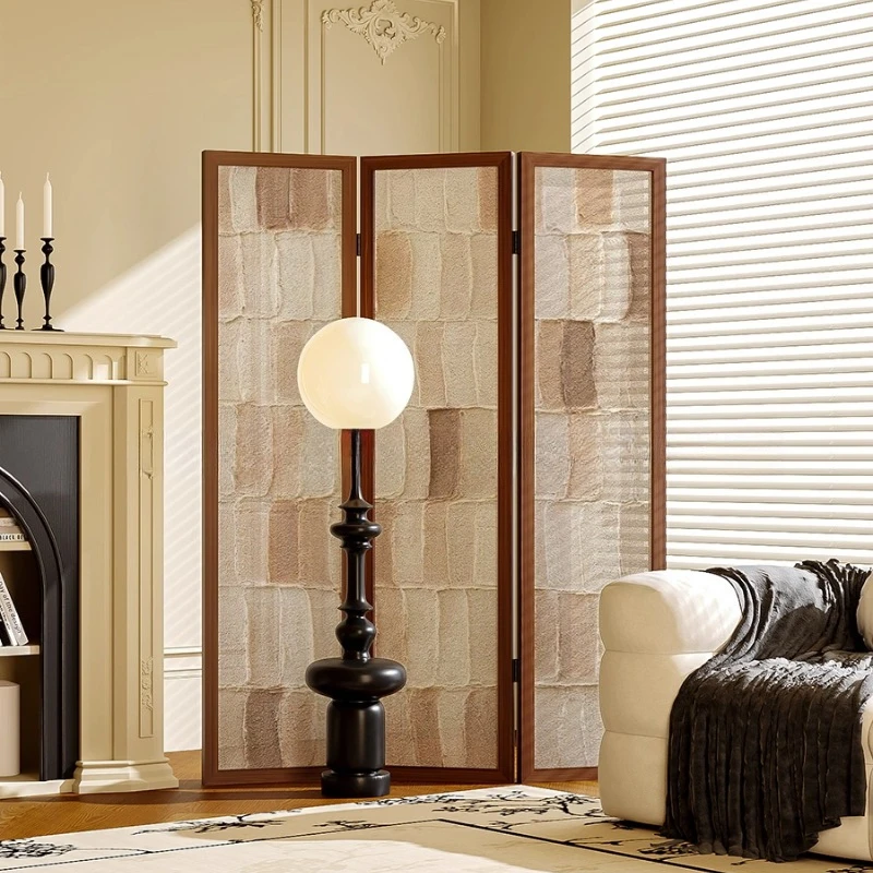 

Medieval wabi sandy wind folding screen partition living room sofa blocking entrance household simple baffle movable folding