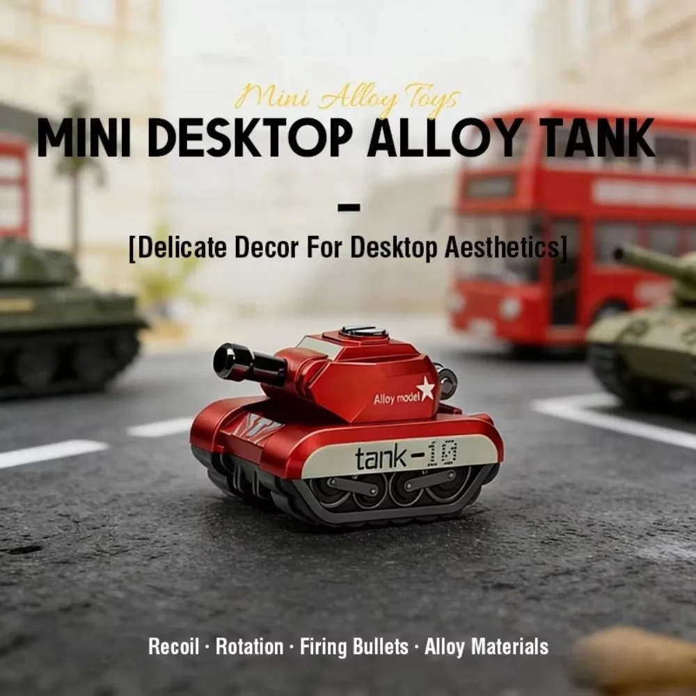 Alloy Material Alloy Tank Toy Cool Design Rotating Turret Armored Vehicle Toy Fun Toy Mini Tank Toy Birthday Present