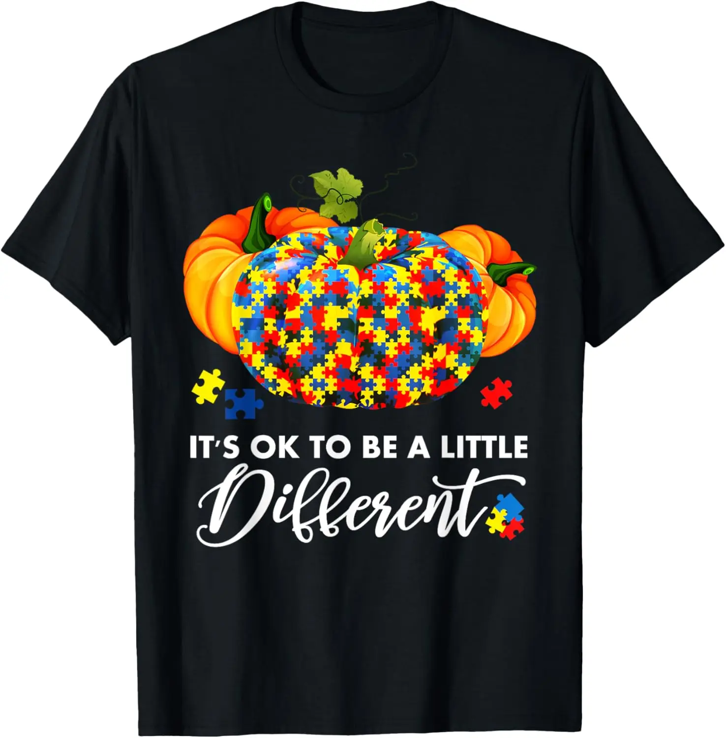 Halloween Autism Pumpkin It's OK To Be A Little Different T-Shirt