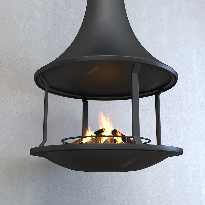 Freestanding 900mm Wood-Burning Suspended Fireplace Heater Indoor Apartment Decorative Hanging Wood Burning Stove