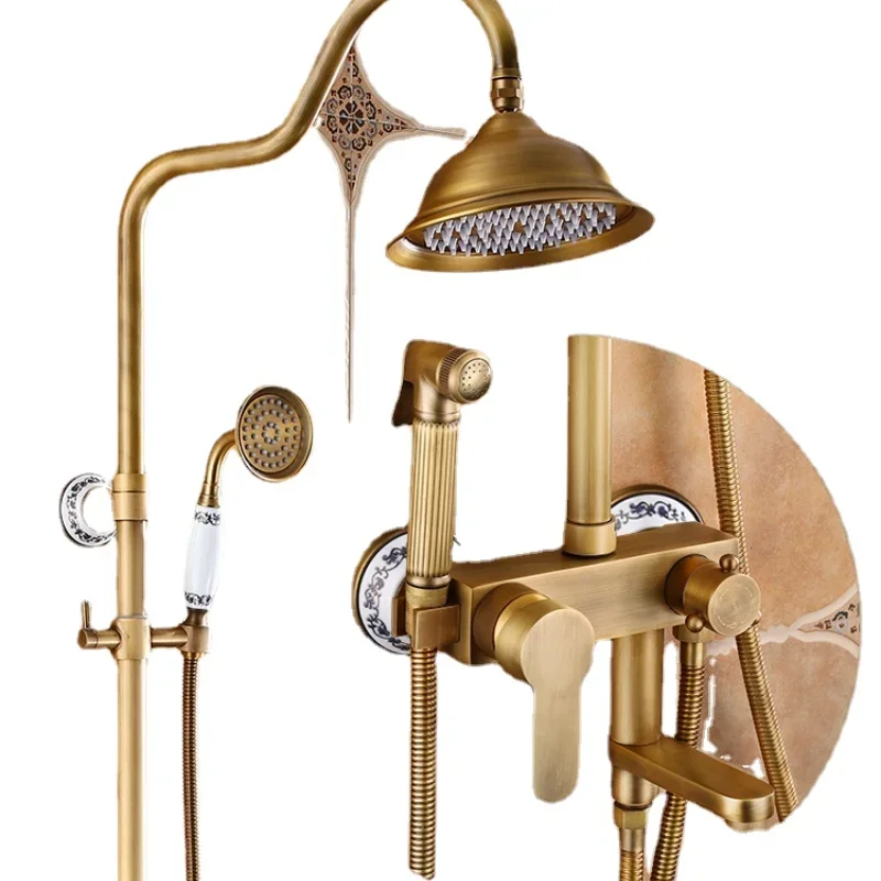 

Copper Antique Shower Set European Bathroom Supercharged Shower Shower Head Faucet Retro Constant Temperature ShowerCD