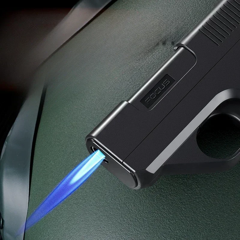 

Pistol Style Lighters with 3 Cigarette Case Jet Turb Lighter Gas Lighter Capacity 10PCS Windproof Cigar Lighter Gadgets for Men