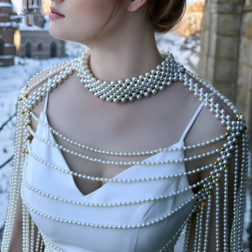 

European And American Luxury Handcrafted Beaded Bridal Dress Shawl Accessories