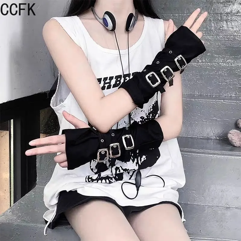 Y2k Grunge Accessories Gothic Gloves Punk Rock Rivet Fingerless Mittens Scene Emo Cosplay Harajuku Techwear Accessories Fashion