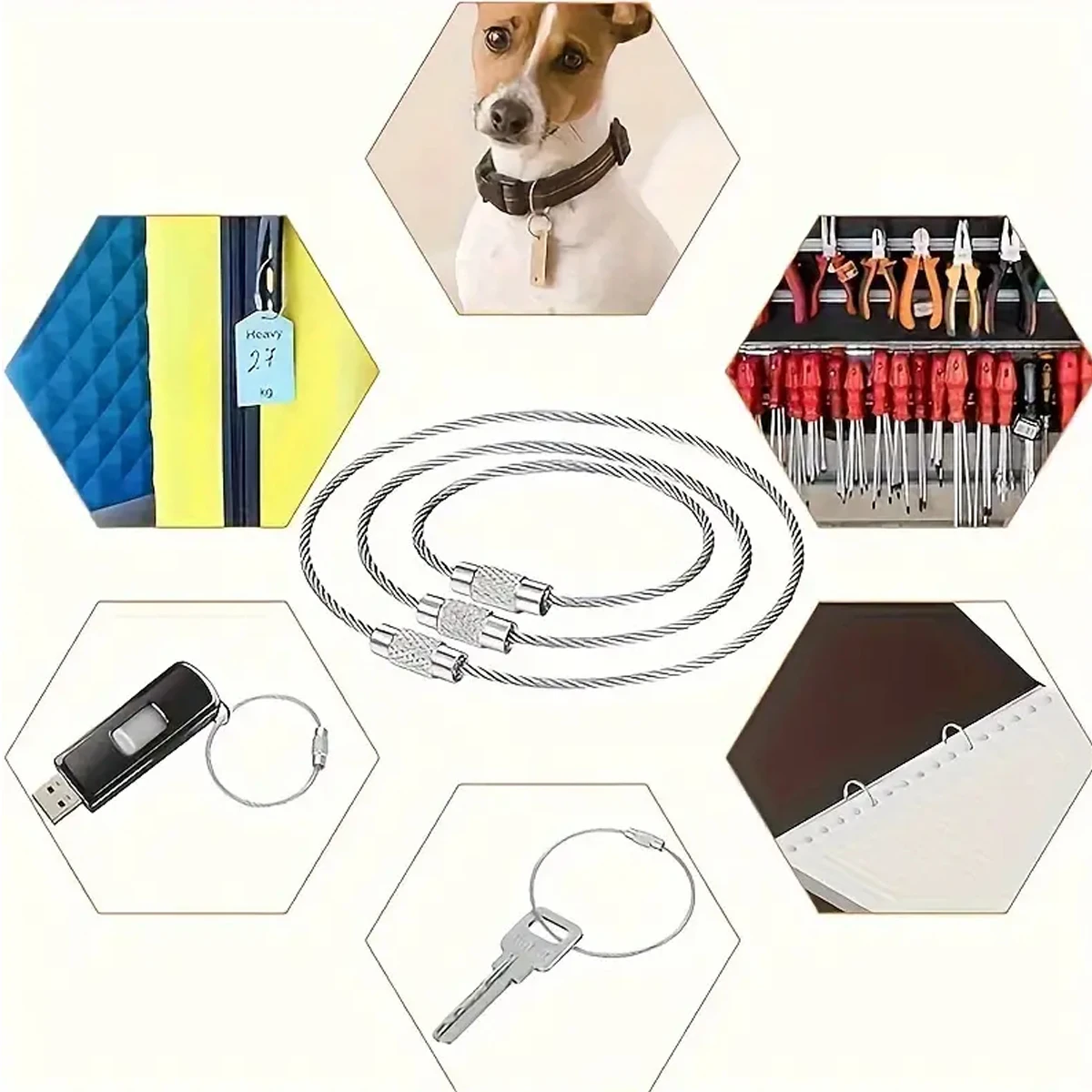 20/40/70/100pcs Wire Keychains Cable Keychain Durable Adjustable Rust Resistant for Organizing Keys Tag DIY Projects Gift image 6