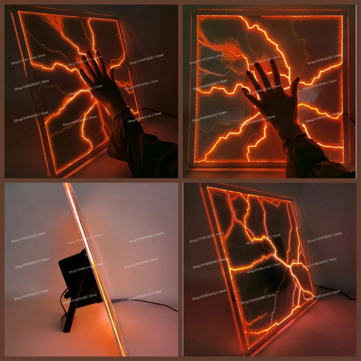 16-Inch red square holographic lamp, arc suspended ion luminescent panel, ambient decorative lamp