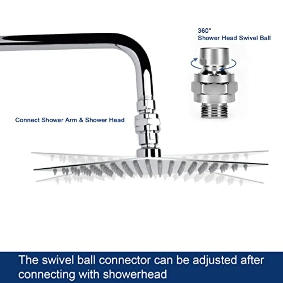 Shower Head Swivel Ball Adapter - Solid Brass Shower Connector Ball Joint Adjustable Universal Shower Arm Extension Component
