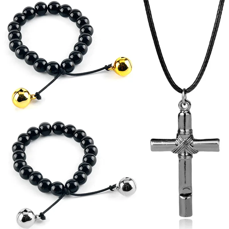 أساور أجراس الخرز الأسود للرجال والنساء ، أنيمي تأثيري ، جيجوكو ، شوجو ، إنما ، الجحيم ، فتاة ، الموضة ، هدية المجوهرات ، زوجين #4