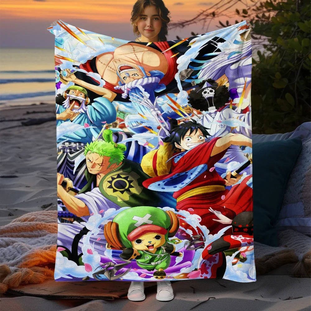 One Piece Anime Pattern Manga Blanket, Couvertures pour lits, Couverture fine, Camping, Salon, Canapé, Canapé de pique-nique, Enfant, Adulte, Populaire