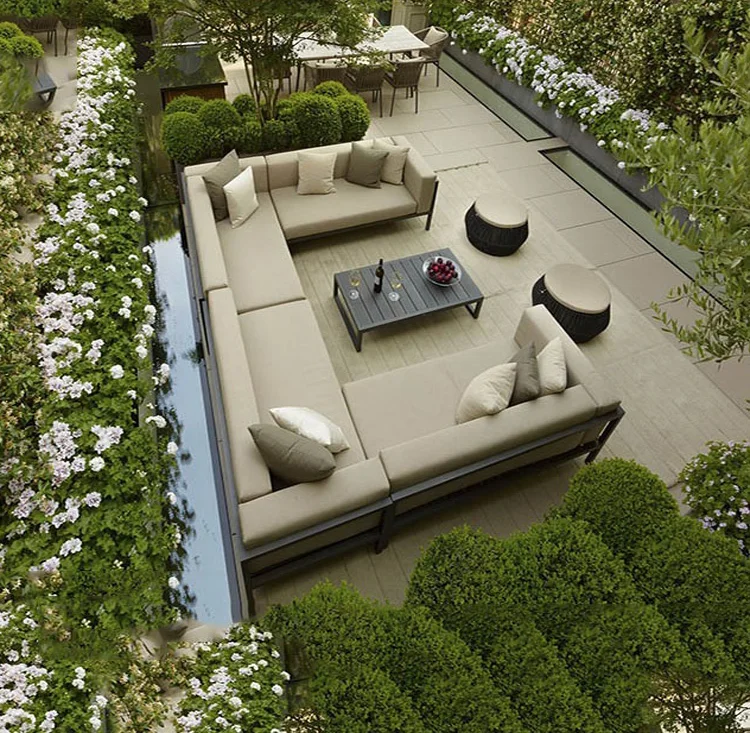 

European Luxury Outdoor Corner Cast Aluminum Patio Garden Sofas Outdoor Luxury Furniture Aluminium Set Spain