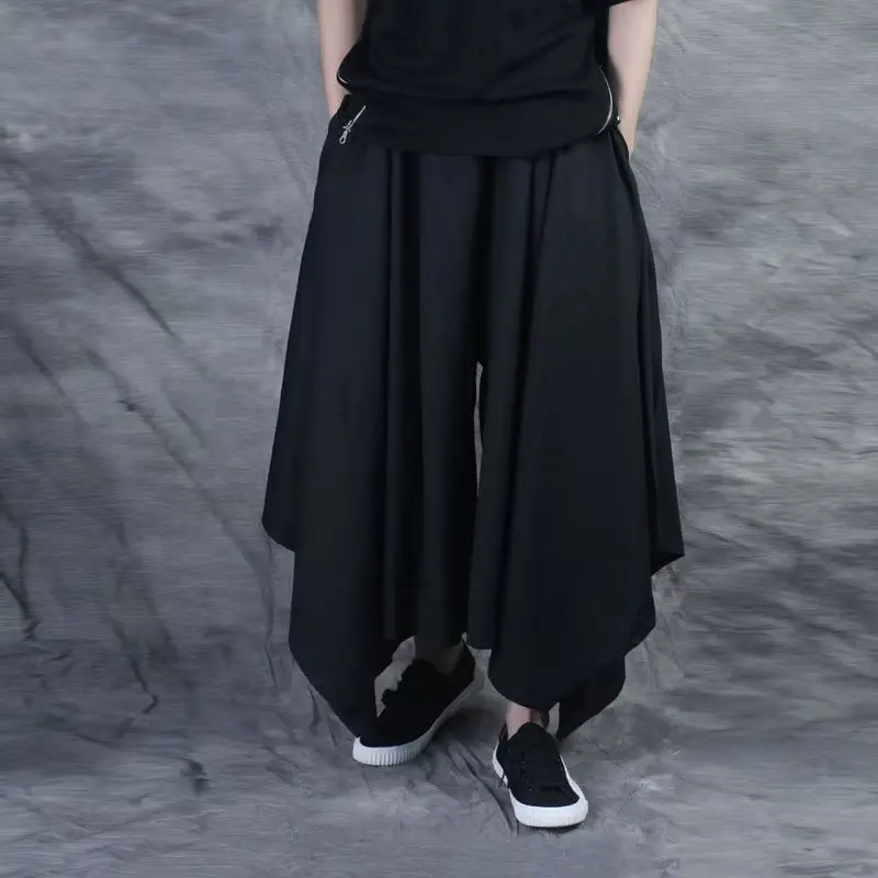 Men's Wide Leg Skirts Loose Irregular Large Size Knitting Ancient Style Casual Trendy Japanese Style Streetwear Daily Fashion