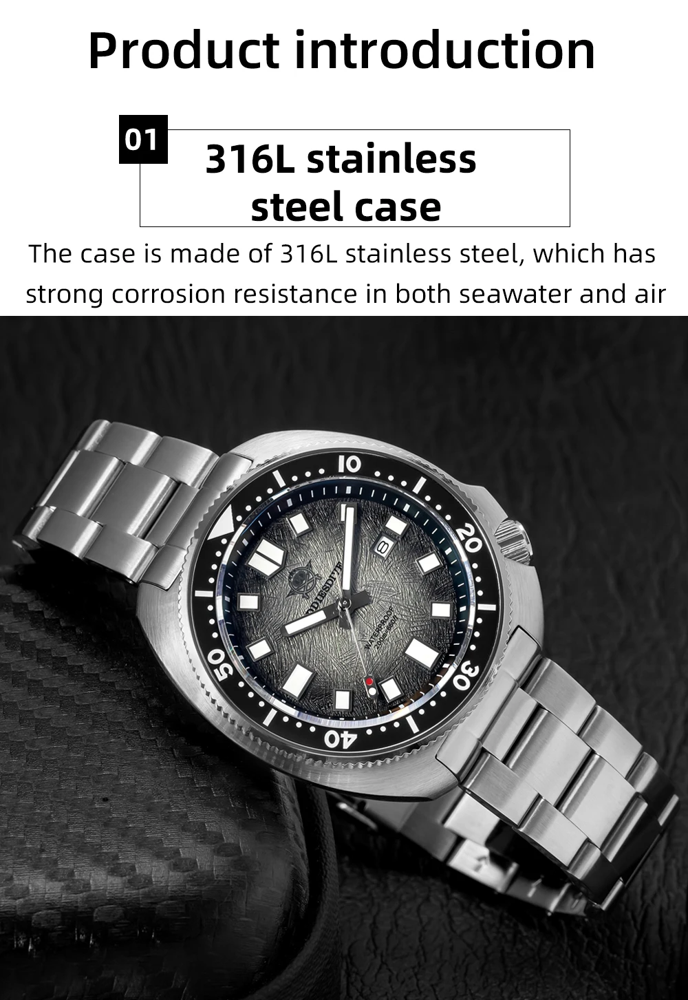 ADDIESDIVE Top Men‘s Abalone Shell Watch 20Bar Waterproof AD2511 Reloj Hombre BGW9 Super Luminous Sapphire Glass Quartz Watch