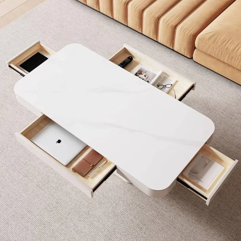 طاولات القهوة اليابانية البيج أنيقة كلاسيكية بيضاء طاولات القهوة لغرفة المعيشة الحديثة مصمم ميسا دي سنترو الأثاث للمنزل #4