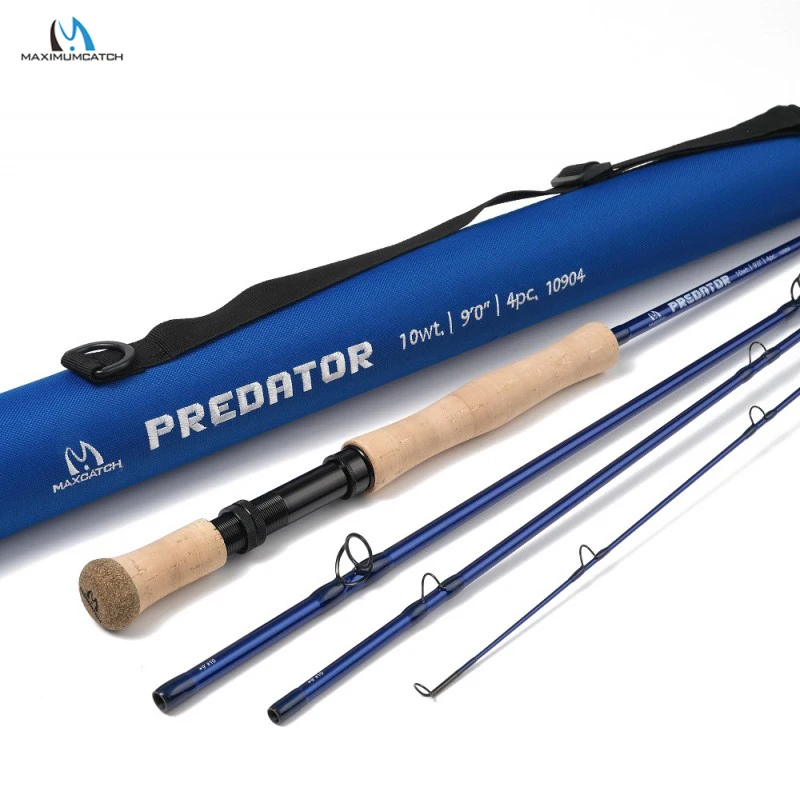 MAXIMUMCATCH 9ft 8-12WT Predator Saltwater Fly Rod 30T High-Density Carbon 4-Piece Fly Fishing Rod for Powerful Lifting
