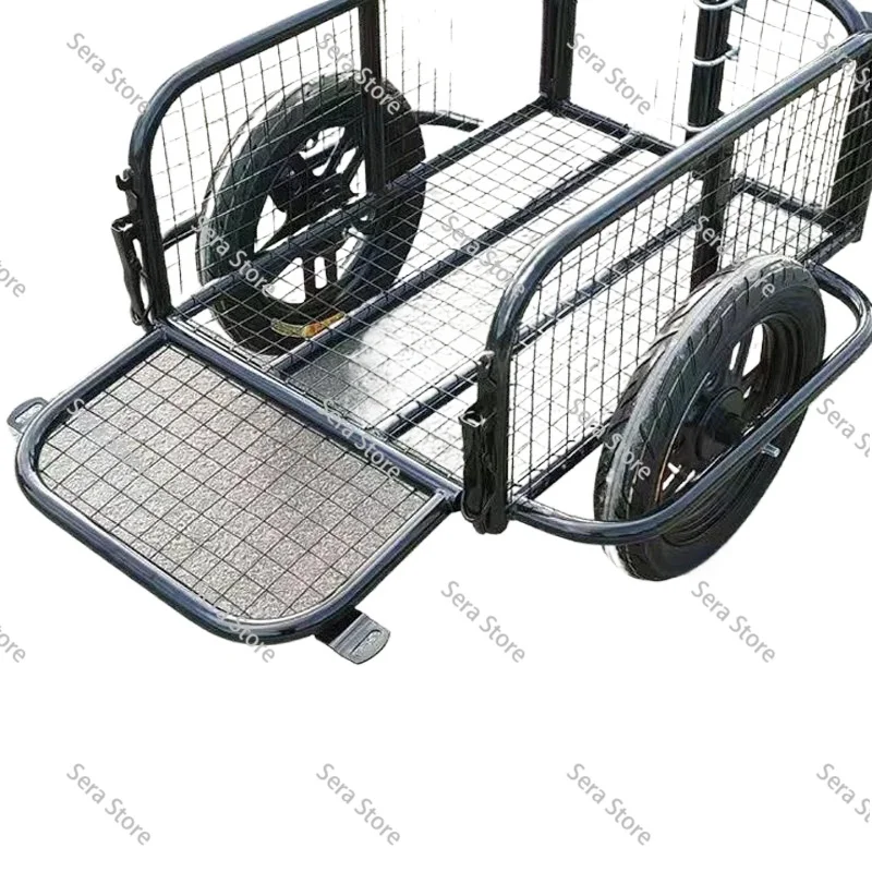 Bucket Outdoor Pulling Cart Electric Motorcycle Bicycle Rear Hanging Small Trailer Stall Pulling Goods Camping Fishing Tricycle