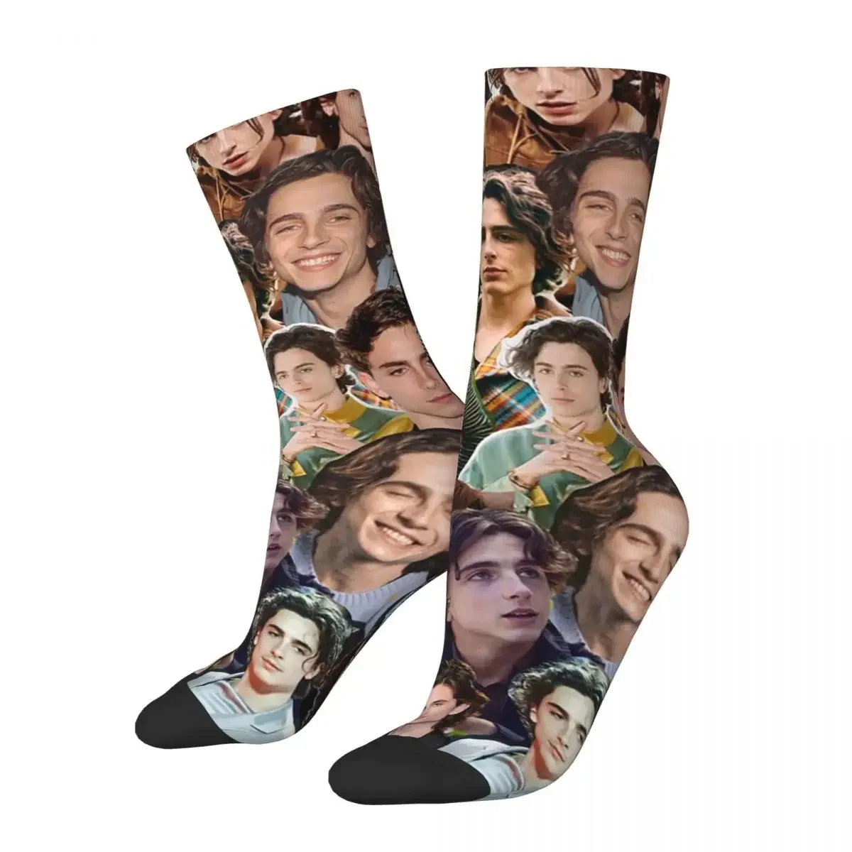 

Timothee Chalamet Collage Socks Harajuku Sweat Absorbing Stockings All Season Long Socks Accessories for Unisex Birthday Present