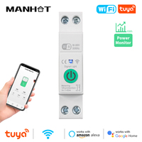 1P+N Tuya Mini Smart Wifi Circuit Breaker MCB 1-63A Din Rail Mounting Miniature Household Air Switch for Alexa Google Home Alice