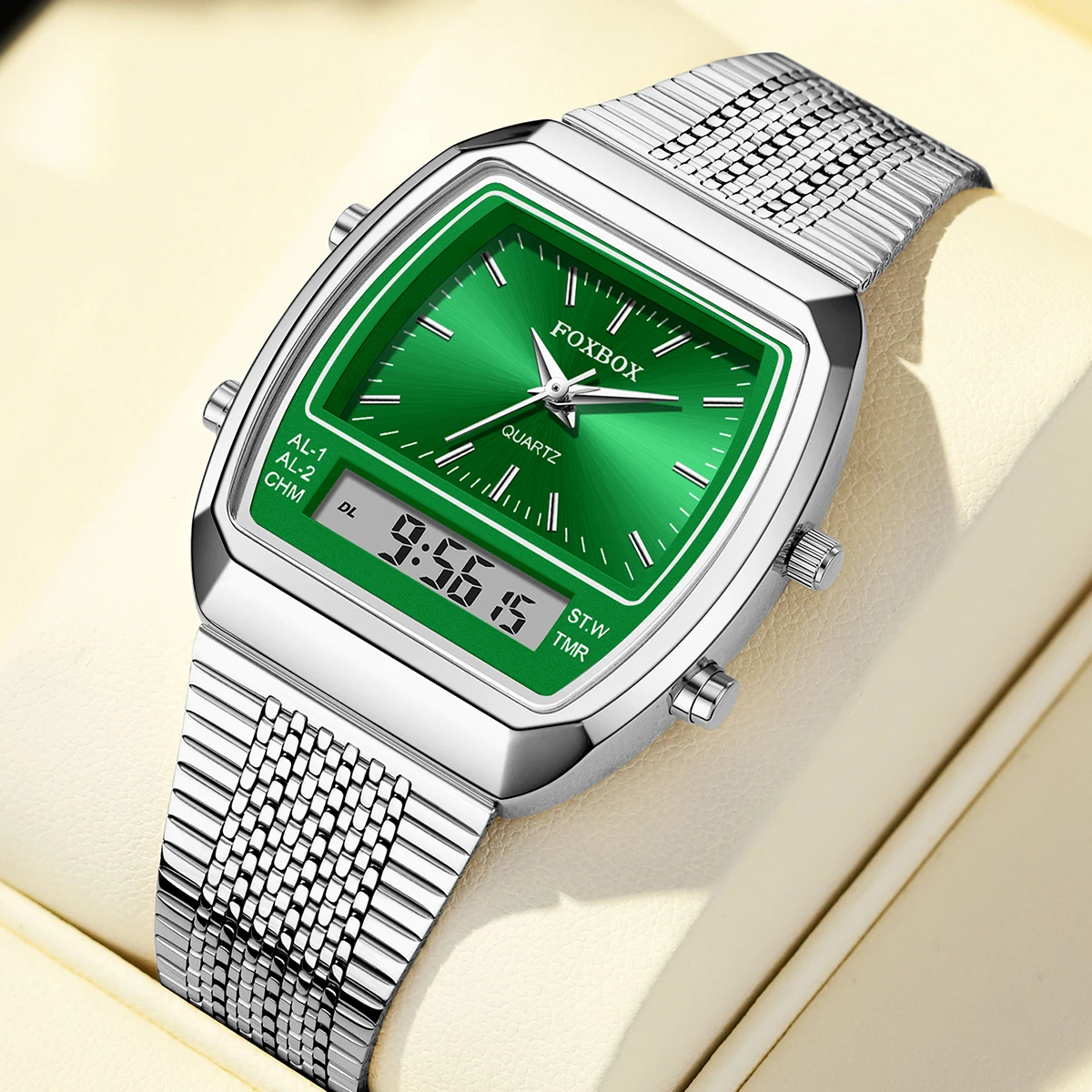 

Мужские роскошные спортивные цифровые часы FOXBOX 2026, водонепроницаемые, с люминесцентным покрытием, стальные, кварцевые, наручные часы Reloj Hombre