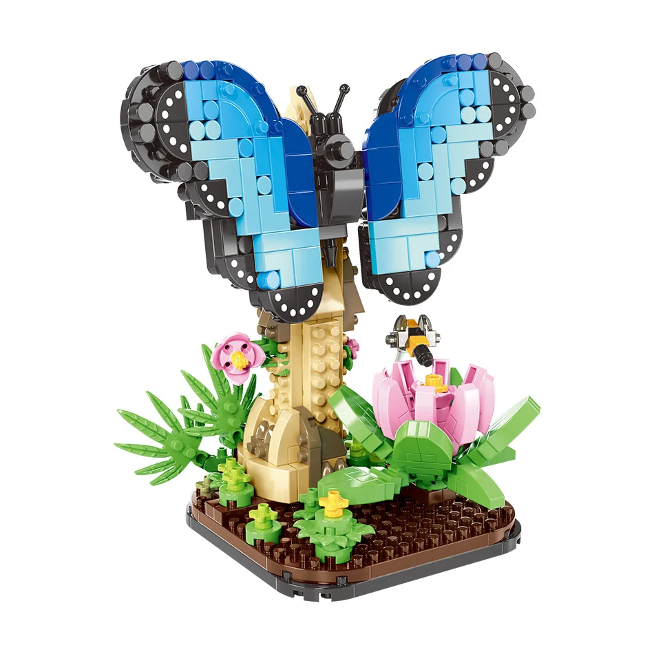 Woma Brand Creative Insect Series Butterfly Building Block Beetle Mantis Biological Model Decoration Bricks Toy Gift For Kids