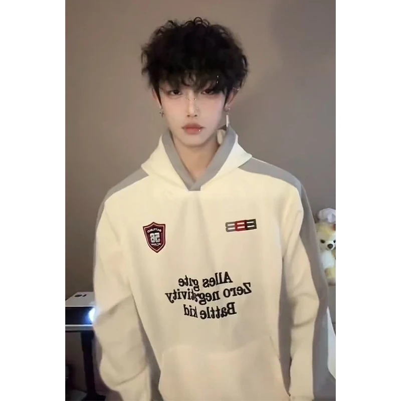 

American Sle Oversize Hoodie Hard And Stiff Youthful Feeling Men's Jaet Spring Autumn High Street Trendy Brand Sweatirt