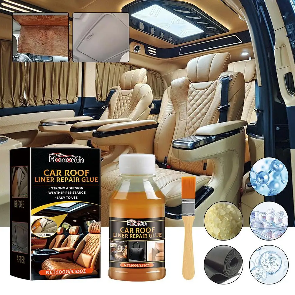 

1set Car Headliner Glue Self-adhesive Car Interior Roof Repair Glue Powerful Spray Fixes Headliner Droop Fabric Tears Leather