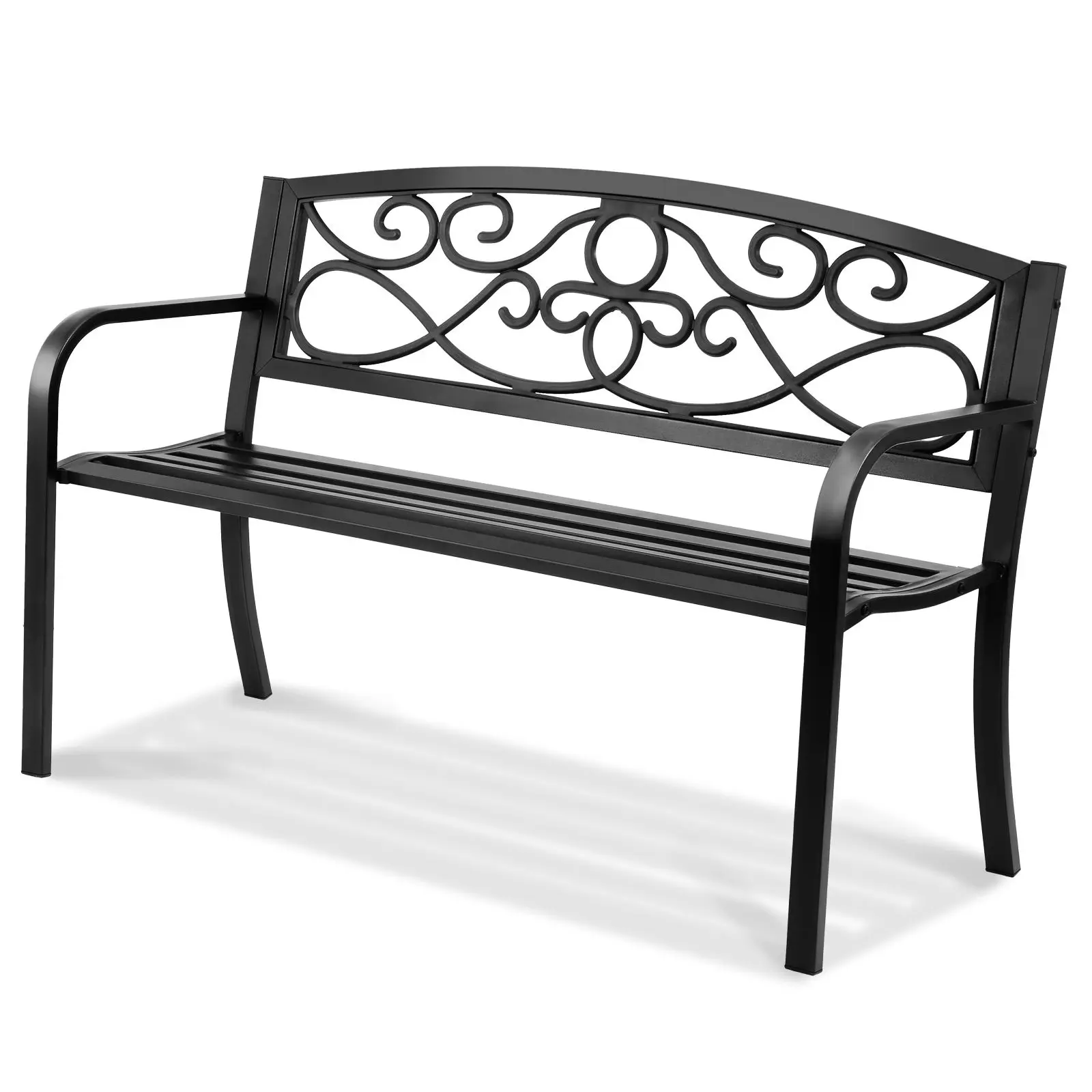 Outdoor Bench, 50 inches Metal Garden Bench for Outdoors, 550 lbs Load Capacity Bench, Outdoor Garden Park Bench with Backrest a
