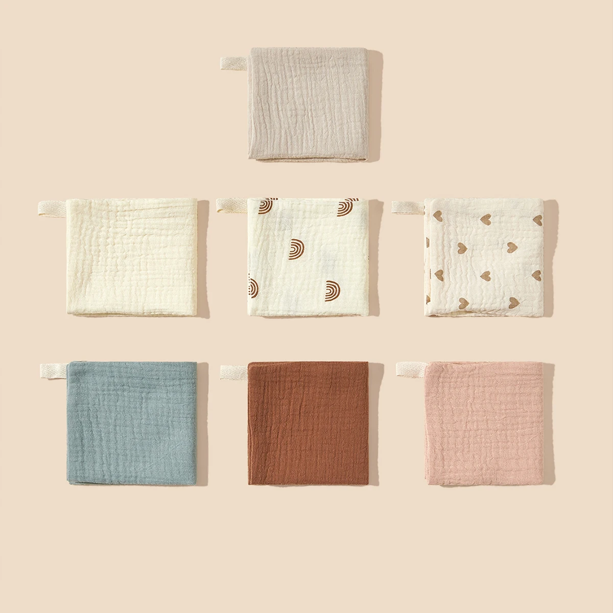 5 Packs (Color Random) Muslin, Baby Burp Cloth, Handkerchief, Towel.