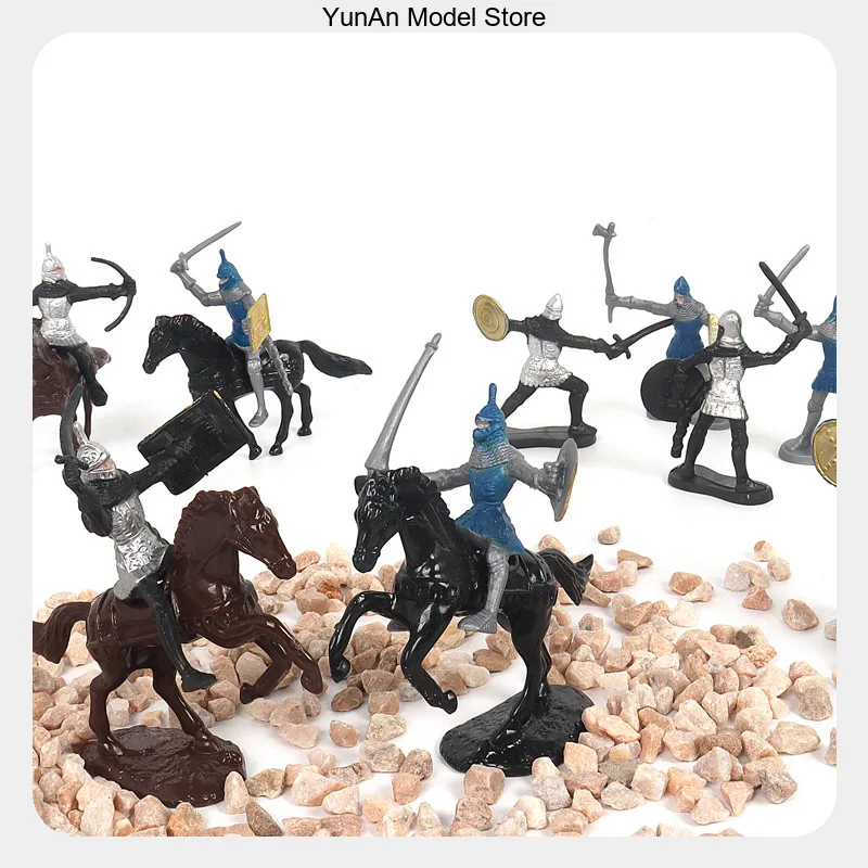 Medieval Soldier Figures Ancient Roman Cavalry Warhorse Knight Warrior Model Colorful Soldier & Horse Set
