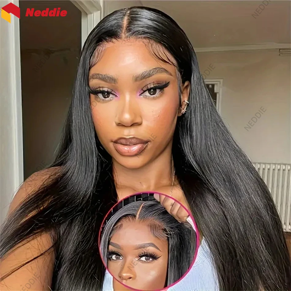 Brazilian Black Straight Lace Front Glueless Preplucked Wigs Hd Lace Frontal Wig 13x6 100% Human Hair for Women Choice On Sale