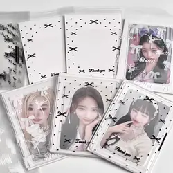 50pcs Idol Card Sleeves INS Ballet Style Photocard Protector Ins Transparent Bowknot Print Self-adhesive Opp Bags Packaging Bag