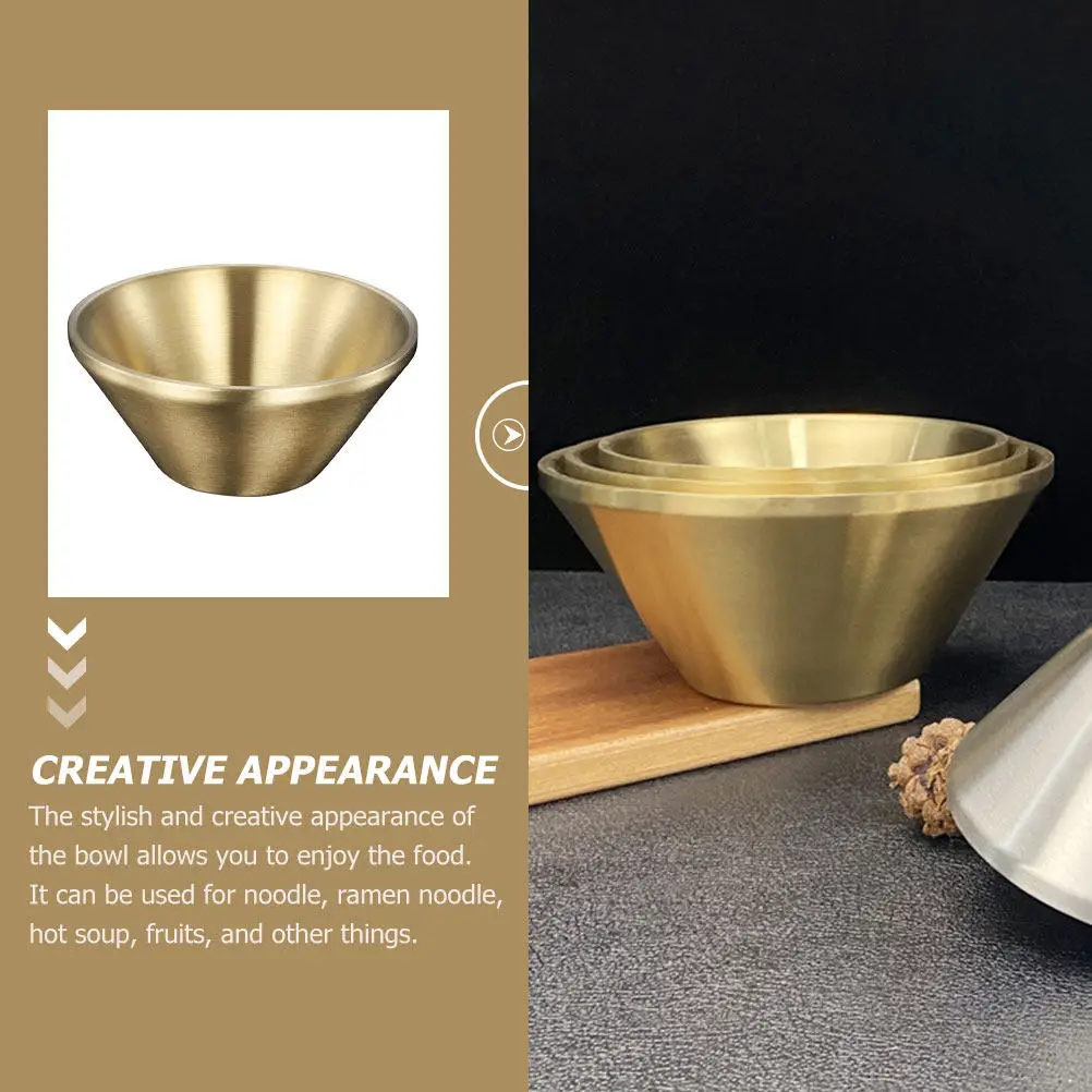 

Double Layer Insulated Noodle Bowl Lightweight Stainless Steel Anti-Scald Soup Bowl for Ramen Hot Soup Fruits Indoor Outdoor Use