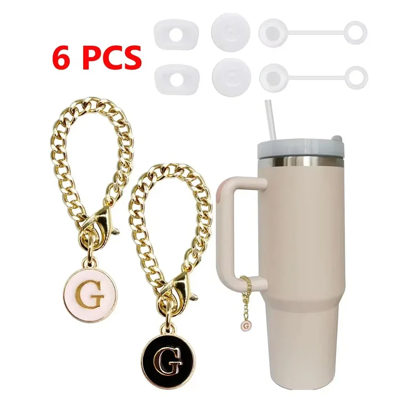 結婚披露宴のための手紙のペンダント付きアクセサリー、初期の名前のペンダント、タンブラー用のカスタムハンドル、2個