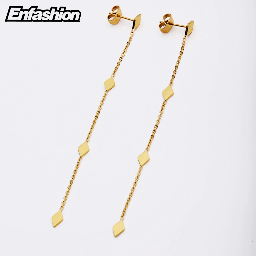 Enfashion Long Geometric Heart Dangle Earrings Gold Color Star Earings Drop Earrings For Women Long Earring Fashion Jewelry