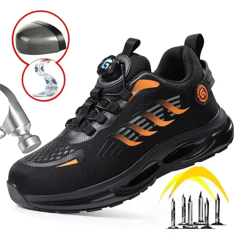 الدورية زر أحذية أمان جديدة الرجال مكافحة سحق مكافحة ثقب أحذية عمل موضة الرجال أحذية رياضية الأمن أحذية واقية الرجال #3