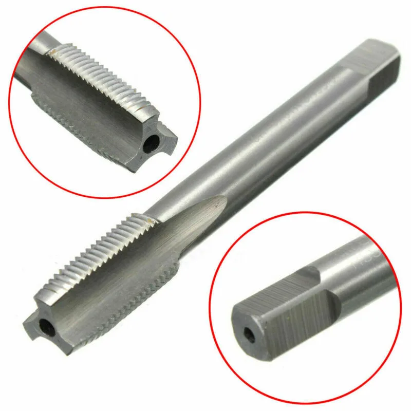 M10 x 1 mm Pitch HSS Tap Tool with Right Hand Threading Capability Offers a Total Length of Approximately 79 mm