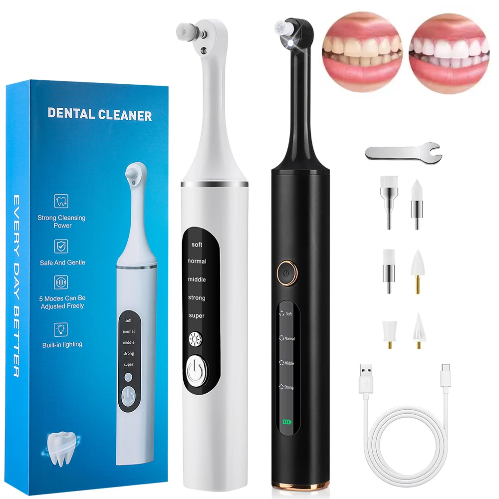 2026 Electric Dental Teeth Polisher Tartar Plaque Calculus Stain Remover Tooth Polishing Whitening Cleaning Tool With LED Light