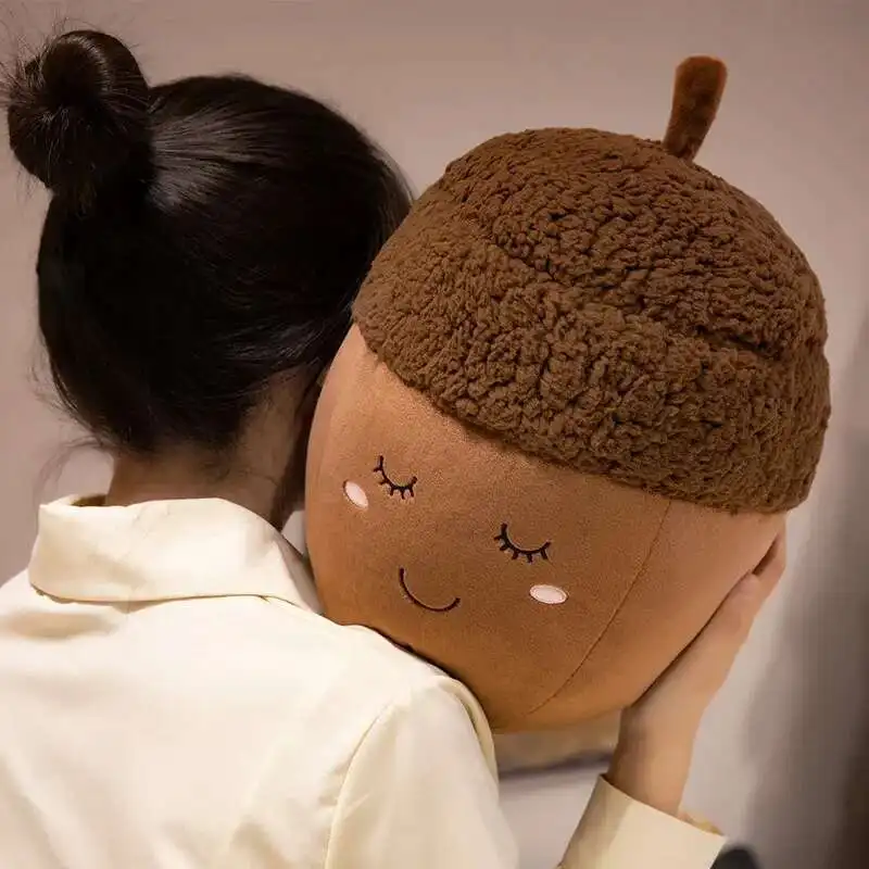 Adorable pomme de pin famille peluche oreiller doux bébé poupée dessin animé châtain peluche jouets mignon doux coussin cadeau d'anniversaire de noël