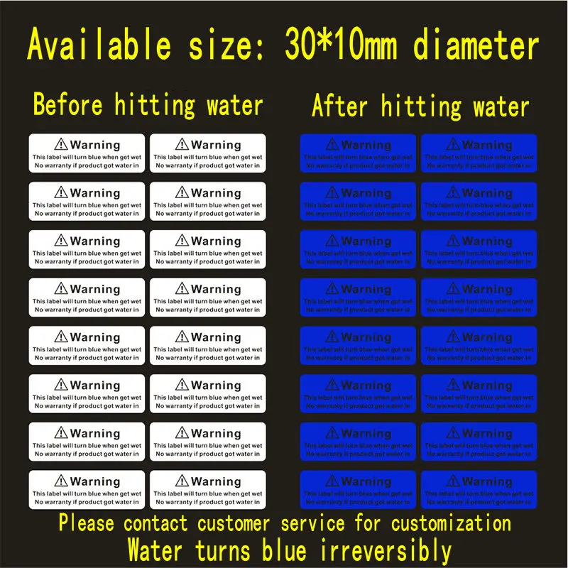Water Sensitive Sticker Turn Red When Got Wet Device Potential Damage Indicator Warranty Void Instruction Liquid Sensor Label